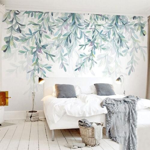 Custom Photo Wallpaper Modern Green Leaves Watercolor Nordic Style Mural Wall Paper Living Room TV Bedroom 3D Fresco Home Decor