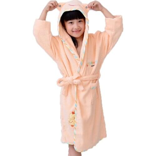 New Fashion Hooded Bathrobe Kids Dressing Gown Girls cotton Boy Cartoon towel fleece Bath Robe Fleece Night Grow winter spring