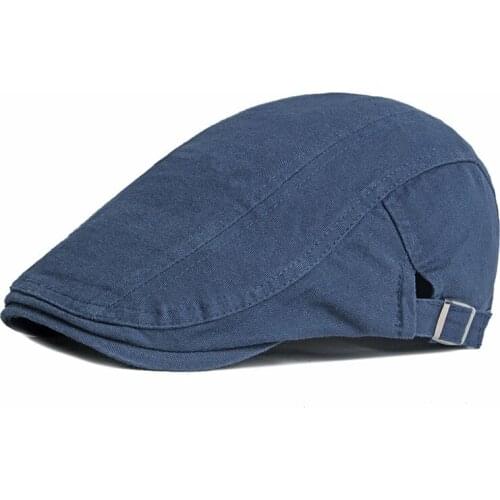 Korean Style Cotton Beret Spring Autumn British Retro Men Solid Color Duck Tongue Forward Cap Summer Women Painter Hat Tide D9