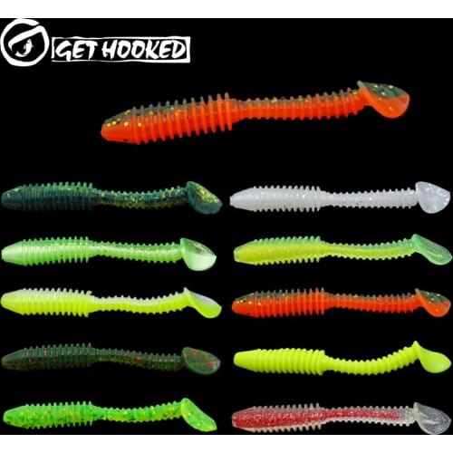 Artificial Bait 36pcs 7.5cm 3.5g Pesca Worm Swimbait Jig Head Soft Lures Shad Fly Fishing Silicon Rubber Fishing Lure Tackle