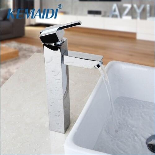 KEMAIDI Bathroom Faucet Chrome Brass Countertop Hot & Cold Mixer Single Hole Tap High Quality Bathroom Basin Sink Taps