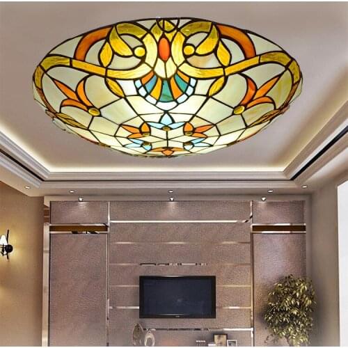 Lamp, Tiffany, coloured glass, round living room, balcony lamp, European style lamps and lanterns can be customized