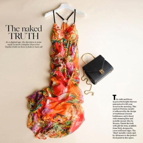 Summer Boho Dress Women 100% Real Silk Dresses Elegant Sexy Strapless Beach Evening Party Dresses Maxi Vestidos Ropa Mujer W2795