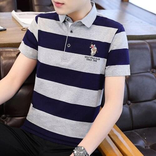 MANTLCONX Casual Striped Polo Shirt Men Brand Cotton Summer Polo Shirt Short Sleeves Men Fashion Plus Size Tops Tees Embroidery