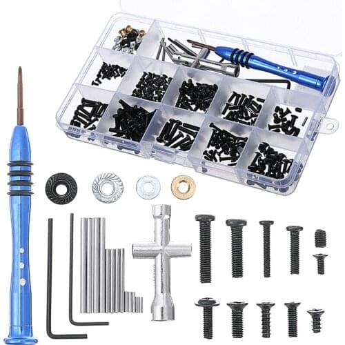 316pcs Screws For Car Repair Tools Kit Screws Nuts+Wrench Swing Arm Latch Flange Sleeve Screw Box for Wltoys 1/14 144001 RC Car