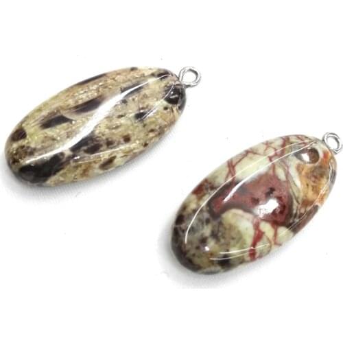 Natural Stone Picasso jades Pendants Elliptical shape Pendant for Jewelry Making Diy necklace accessories Size 17x35 mm