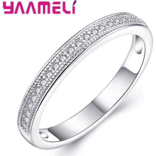 New Fashion 925 Sterling Silver Minimalist Thin Rings for Women Wedding Brilliant Cubic Zircon Female Finger Ring Jewelry