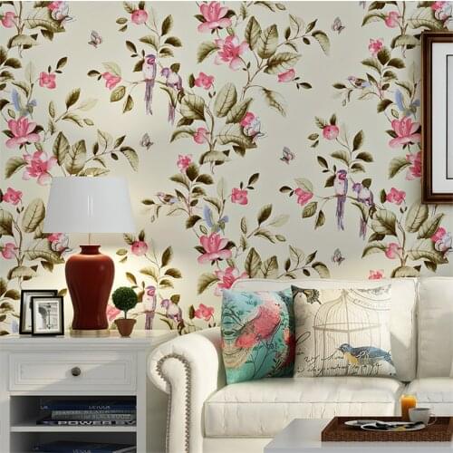 Beibehang Retro American Rural Non-woven Wallpaper European Pastoral Flowers Bedroom Living Room Sofa TV Background Wallpaper