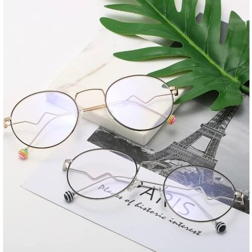 Vintage Oversized Glasses Frame Anti-blue Light Optical Glasses Frame Rainbow Lollipop Wave Leg Eyeglasses Men Women Eyeglasses