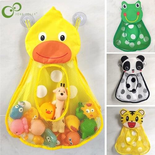 Bathroom Organizer Water Toys for Kids Baby Bath Toys Cute Duck Frog Mesh Net Toy Storage Bag Strong Suction Cups Bath Game WYW