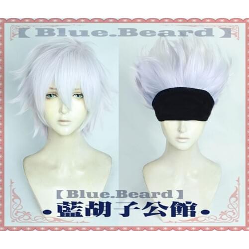 Anime Jujutsu Kaisen Gojo Satoru Cosplay Short Wigs Hair Heat Resistant Synthetic Wig Hair Halloween Party + Free Wig Cap