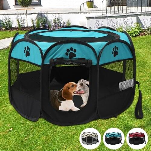 Portable Folding Pet Tent Dog House Octagonal Cage For Cat Tent Playpen Puppy Kennel Easy Operation Fence Outdoor Big Dogs House