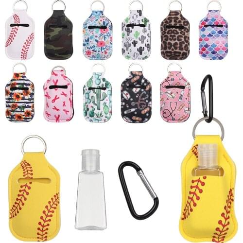 Portable Refillable Empty Travel Bottles With Keychain Holder Set Container With Flip Caps Sub-bottling Hand Sanitizer Carrier