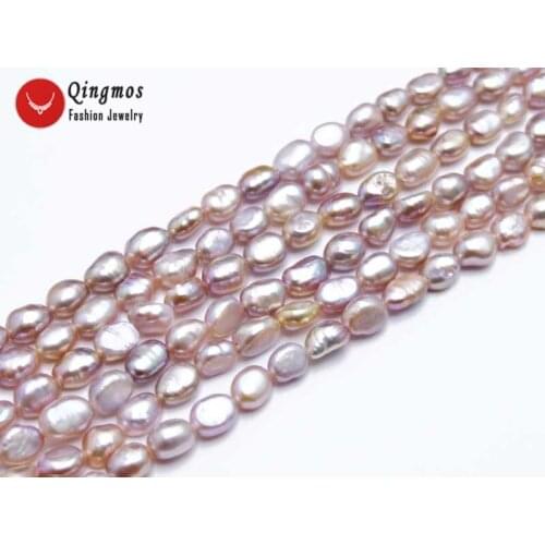 Qingmos 6-7mm Purple Baroque Natural Freshwater Pearl Loose Beads for Jewelry Making Necklace Bracelet DIY 14'' los778 Free Ship
