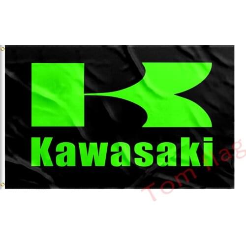 Kawasaki racing Flag feet x 5ft Polyester with 100D digital polyester single-sided banner printing