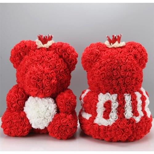 35cm Rose Heart Bear Roses Artificial Flowers Home Wedding Festival DIY Cheap Wedding Decoration Gift Christmas Wreath Crafts
