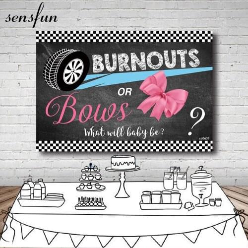 Sensfun Gender Reveal Photography Backgrounds Burnouts OR Bows What Will Baby Be Backdrops For Photo Studio Custom Photocall
