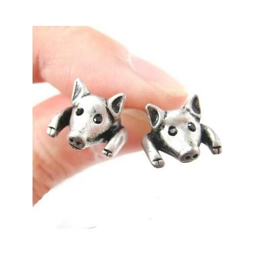 New Style Hot Sale 3Pairs Lovely 3d Fake Gauge Pig Face Animal Earrings Fine Jewelry For Ladies and Girls