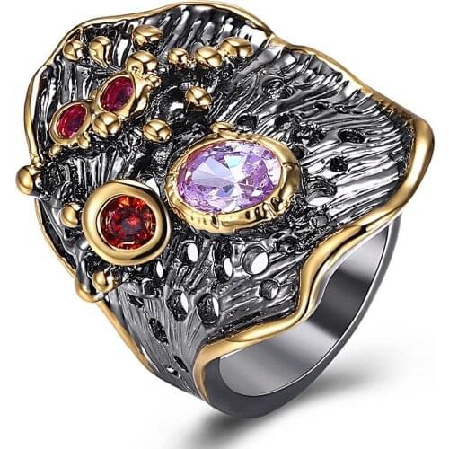 Nice Black Gold Color Party Ring Lead Free Setting with AAA Cubic Zirconia Black rings Fashion Jewelry Free Allergy