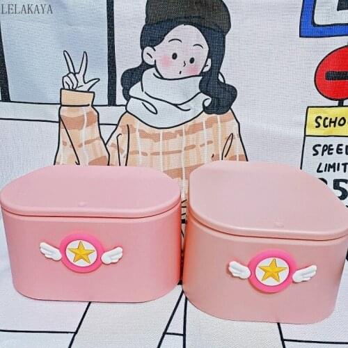 Japanese CardCaptor Sakura Table Waste Bin Home Office Trash Can Girls Pink Small Dustbins With Lid Storage Holder DropShipping