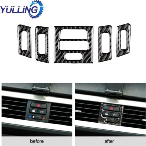 YULLING For Bmw E90 E92 E93 05-12 Carbon Fiber Car Central Control Outlet Air Vent Trim Decoration Car Accessories