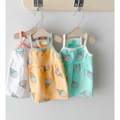 Green Ice Cream Pet Clothes Summer Thin Dog Clothes Teddy Pullover Puppy Breathable Sling Cute Puppy Gift XS-XL