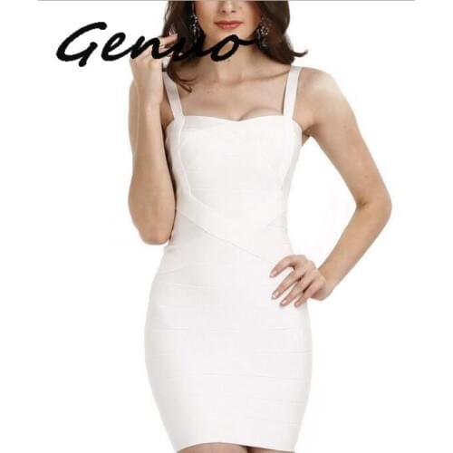 Mini Strap Sleeveless White 2019 Elastic Knitted Sexy Women Ladies Bodycon New Fashion Celebrity Summer Bandage Dress Dresses