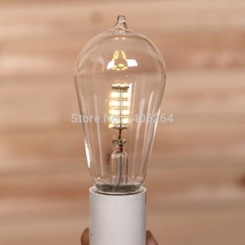 2PCS RH LOFT E27 Edison LED SMD bulb ball Lamp Light 3W clear glass ST58 360 Degree