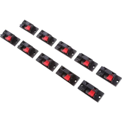 2 Way 2 Pin Speaker Terminal Clip Connector 2 Positions Audio Cable Push Type 10 pieces