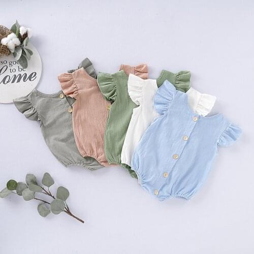 2021 Newborn Kids Bodysuit For Girls Baby Boy Clothes Summer Jumpsuit 0-24m Outfits Soild Color Childrens Clothes Kids Clothing