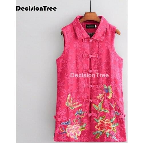 2021 embroidery qipao vest women embroidery tops women chinese style vest waistcoat mandarin collar women vest elegant lady vest