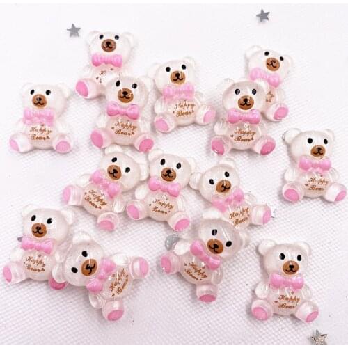 30PCS Glitter Resin Kawaii Colorful 3D Bear Flatback Cabochon Stone Scrapbook DIY Decor Home Figurine Crafts Supplie SH257