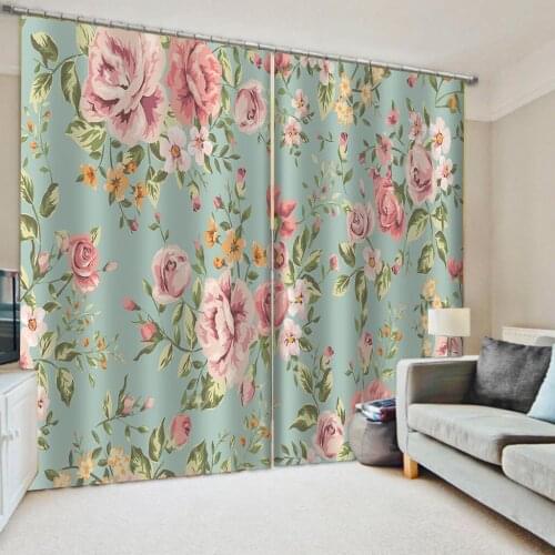 3D Flower Windows Curtains ThickenFor Living Room Bedroom Decorative Kitchen Curtains Drapes Treatments Customize dropship
