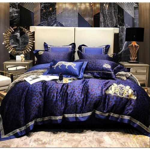 4-7Pcs Bed Linen Leopard Print Duvet Cover 220X240 Cotton Jacquard Sheet Bedspread Luxury Quilt Cover Euro