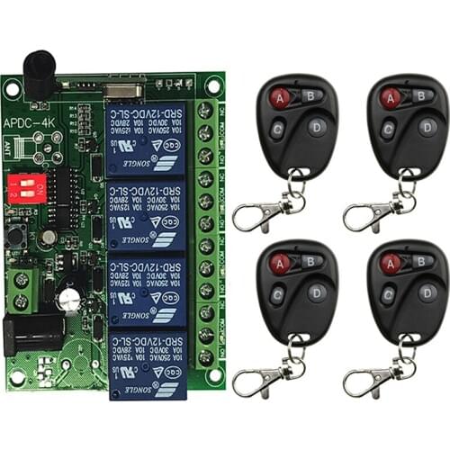 4 Channel DC 12V 24V 4 CH 4CH RF Wireless Remote Control Switch System 315 MHz 433 MHz Transmitter And Receiver