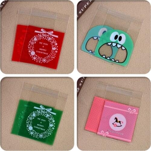 50pcs Lovely Self-Stick Transparent Packaging Bracelets Earring Necklace Gift Bags for Jewelry Box Package 7x7+3cm Opp Bag Xmas