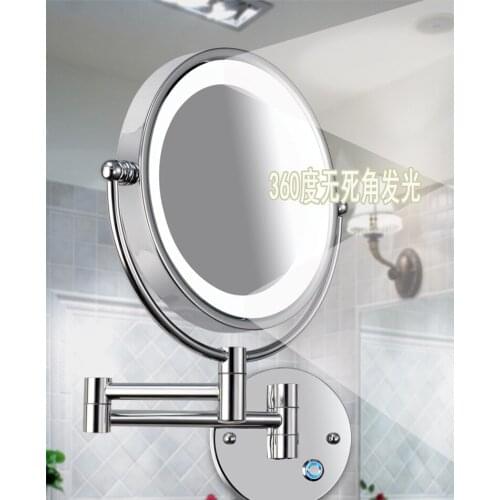 8.5" LED Double Sided Swivel Wall Mount Vanity mirror-10x Magnification,13.7" Extension,Touch Button Adjustable Light