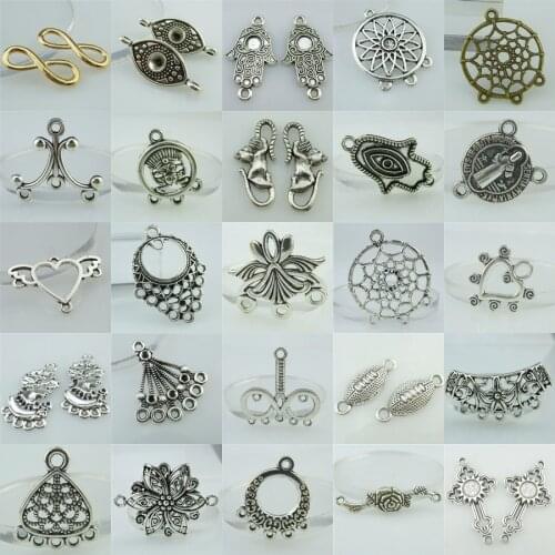 Antique Silver Fatima Infinity Dream Catcher Connector Charm Bracelet Necklace Jewelry Making DIY Handmade Findings