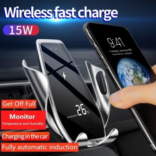 Automatic Clamping 15W Fast Car Wireless Charger For Samsung S20 S10 iPhone 12/11 Pro XS Infrared Sensor Phone Holder cargador