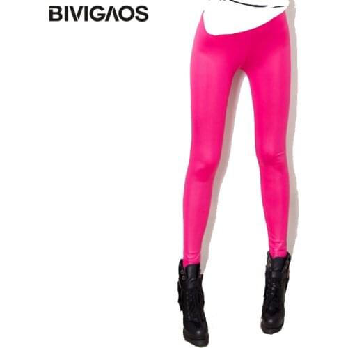 BIVIGAOS Fashion Spring Summer Womens Skinny Thin Faux Leather Leggings Matte Leather Pants Leggings Female Trousers For Women