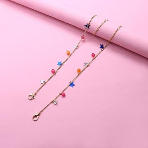 Sunglasses Masking Chains Mask Holder Reading Beaded Glasses Chain Eyewear Cord Lanyard Star Necklace Jewelry For Kids Adults