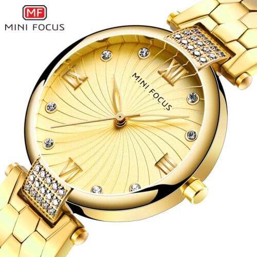 MINI FOCUS Women Watches Fashion Quartz Wristwatch Reloj Mujer Brand Luxury Gold Stainless Steel Ladies Dress Clock Montre Femme
