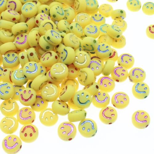 CHONGAI 4X7mm 100Pcs Small Smile Acrylic Round Spacer beads For Jewelry Making