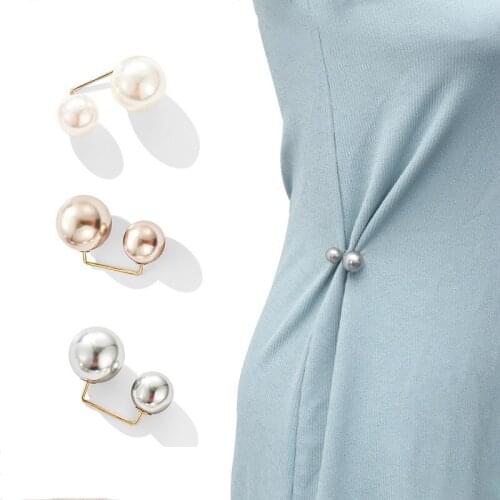 CINDY XIANG 2pcs/set Hot Sale Double Pearl Pin Brooch Waistband Shorter Pin Hijab Brooches For Women Summer Design Accessories