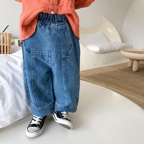 Toddler Kids Pants Korean Fashion Casual Trousers for Girls Boys Denim Pants 2 3 4 5 6 Years Children Jeans Spring Autumn 2020