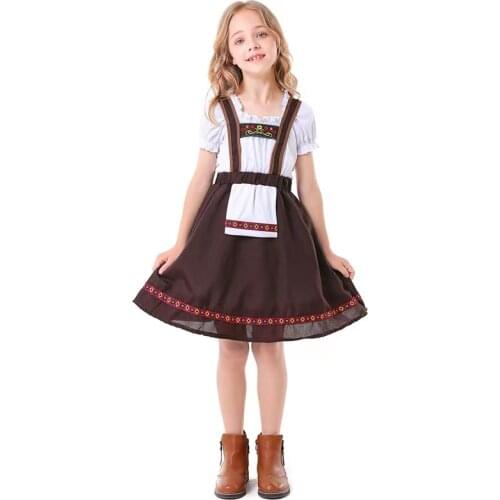 Kids Bavaria Germany Traditional National Cosplay Children Halloween Maid Beer Girl Costumes Parade Stage Role Play Party Dress