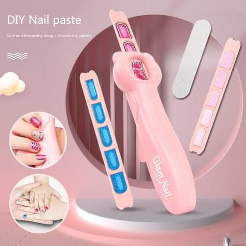 Kids Cute Manicure Set DIY Nail Art Print Pattern Beauty Machine Kit Cosmetics Pretend Play Nail Polish Stamper Toys for Girls