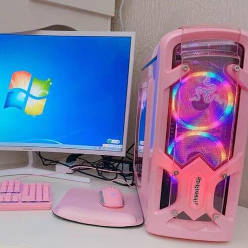 DIY pink computer chassis girl game side permeable cold ATX personality under the power desktop console box