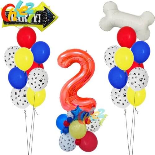 40pcs Pets Dog Paw Balloons 40inch Number Helium Balloon Animal Theme Party Decor Kids Classic Toys Globos Birthday Baby Shower