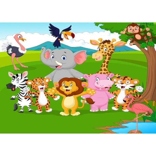 Cartoon forest animal singing background children birthday photo first birthday photo routine photo newborn photo photo backgrou